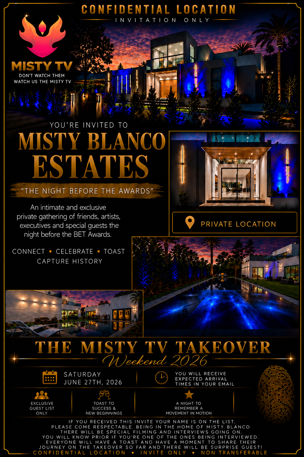 Misty Blanco Estates private invitation flyer