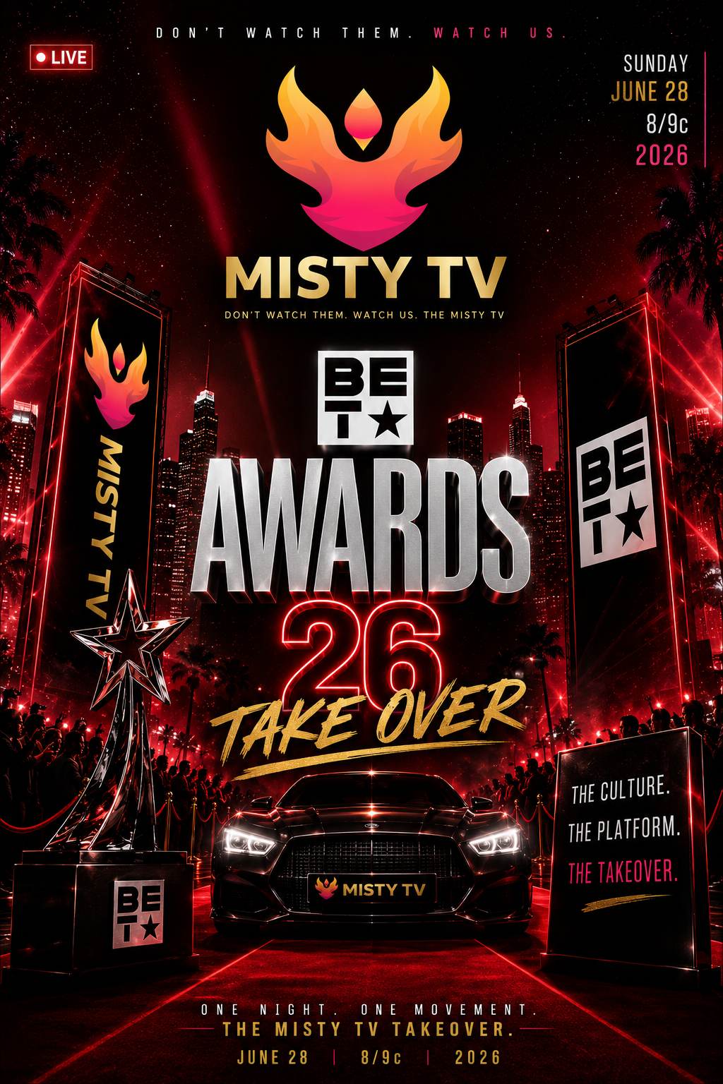 Misty TV BET Awards Takeover car flyer