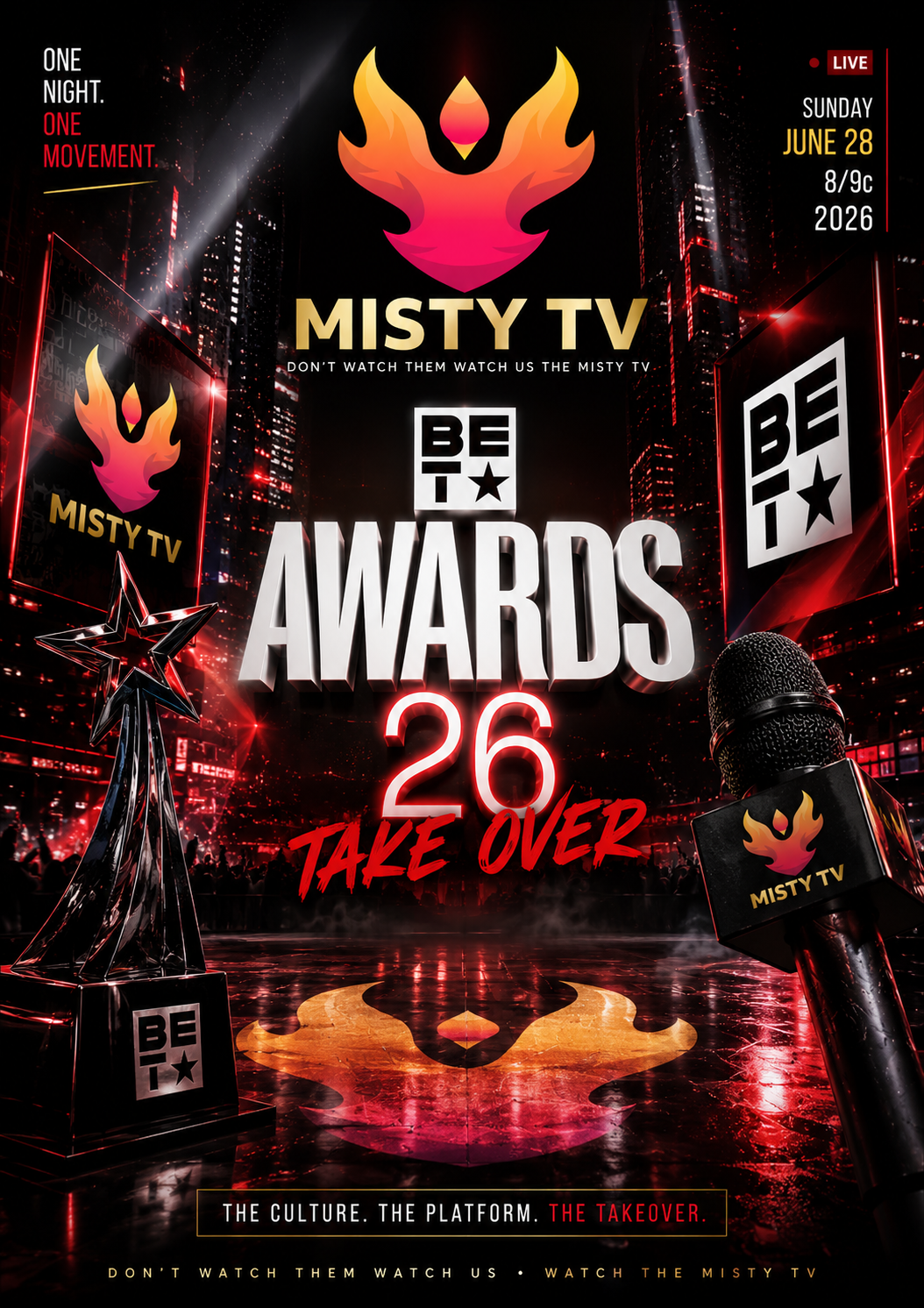 Misty TV Awards 26 Takeover flyer with microphone