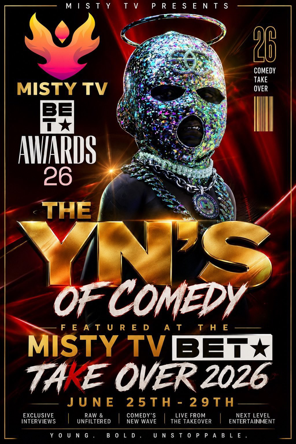 YN's of Comedy Misty TV BET Takeover flyer
