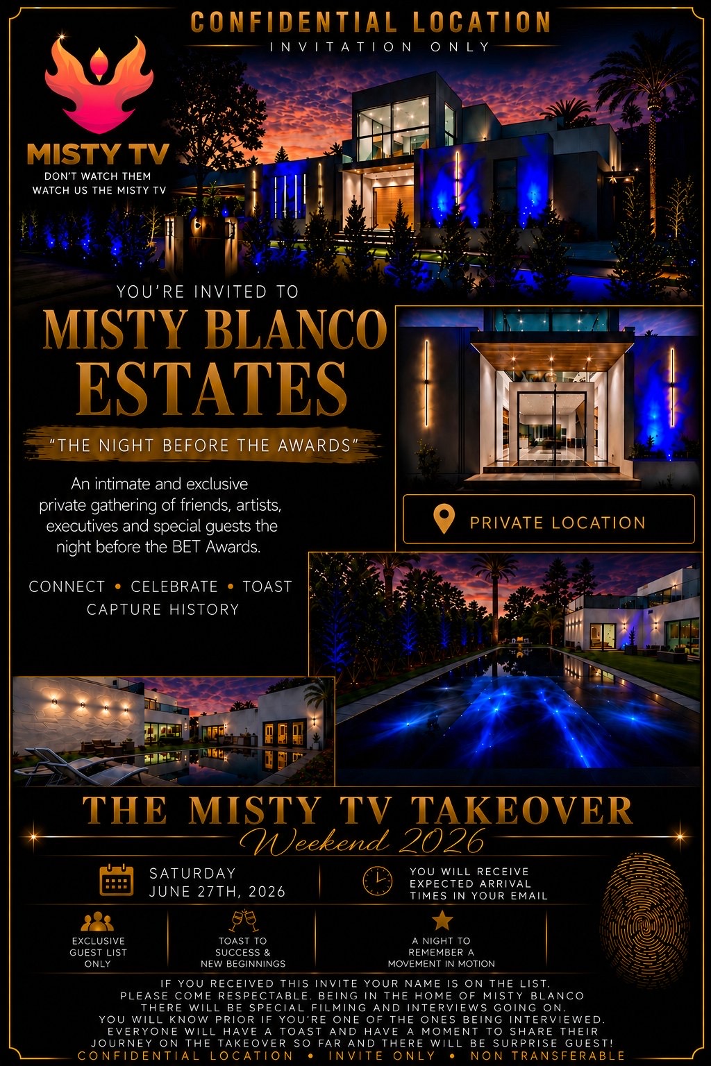 Misty Blanco Estates private invitation flyer