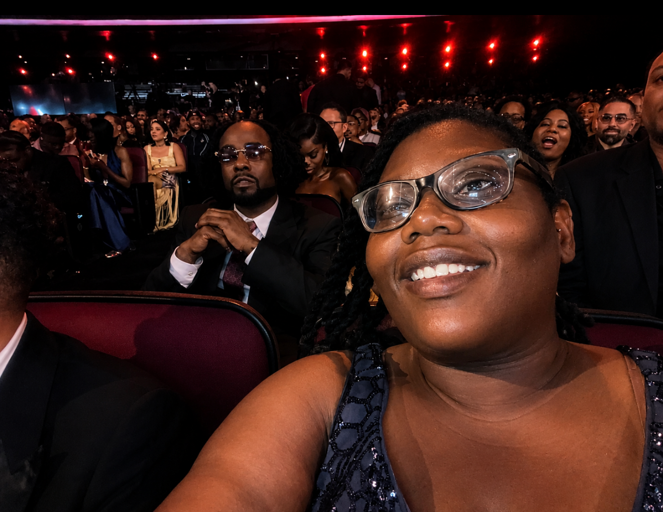 The Misty TV Firm supporter selfie inside the BET Awards 2026 room during entertainment media coverage
