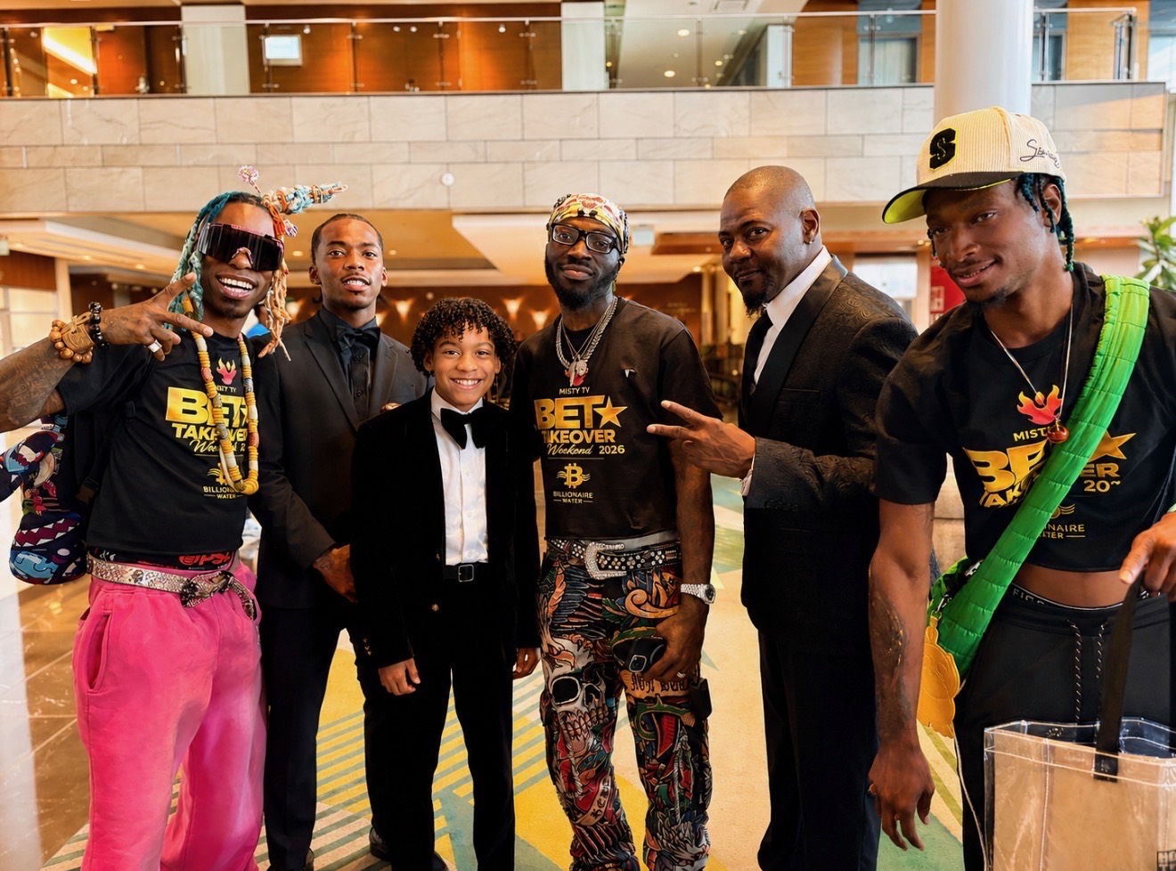 The Misty TV Firm group posing in a Los Angeles venue lobby during BET Awards Weekend 2026