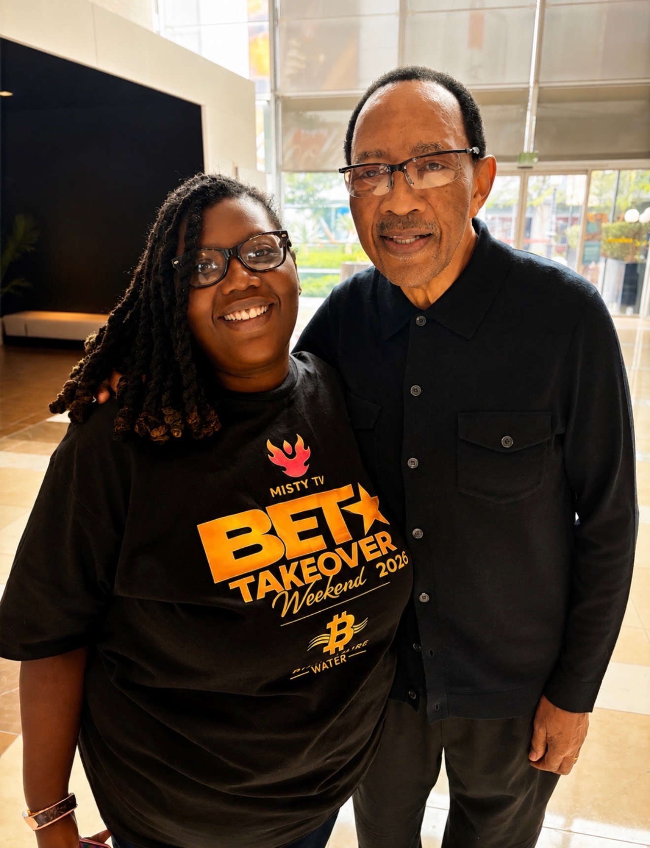 Misty TV supporter with a legendary entertainment guest during BET Weekend 2026 media coverage