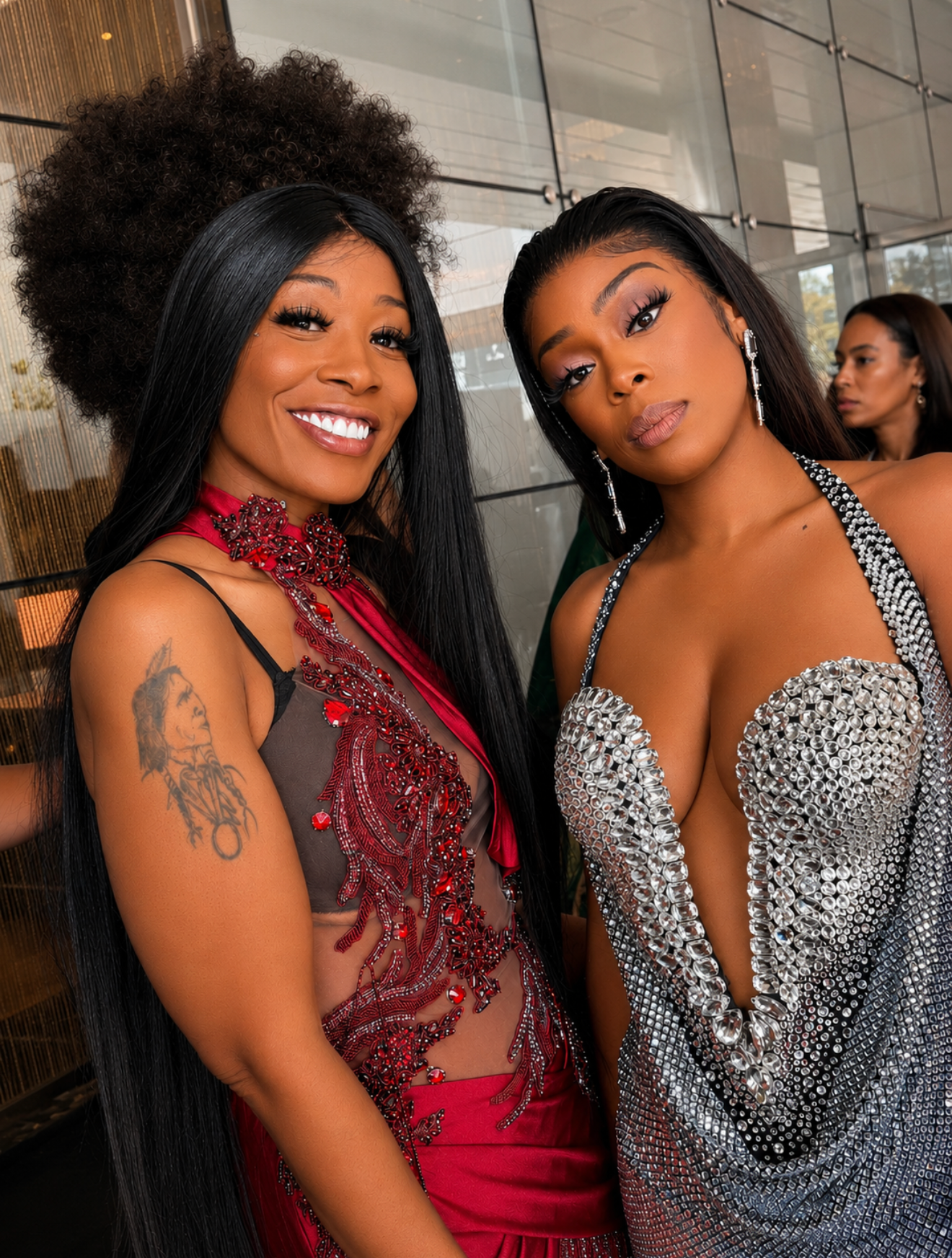 Misty Blanco smiling in a selfie with a silver dress guest during BET Awards Weekend 2026