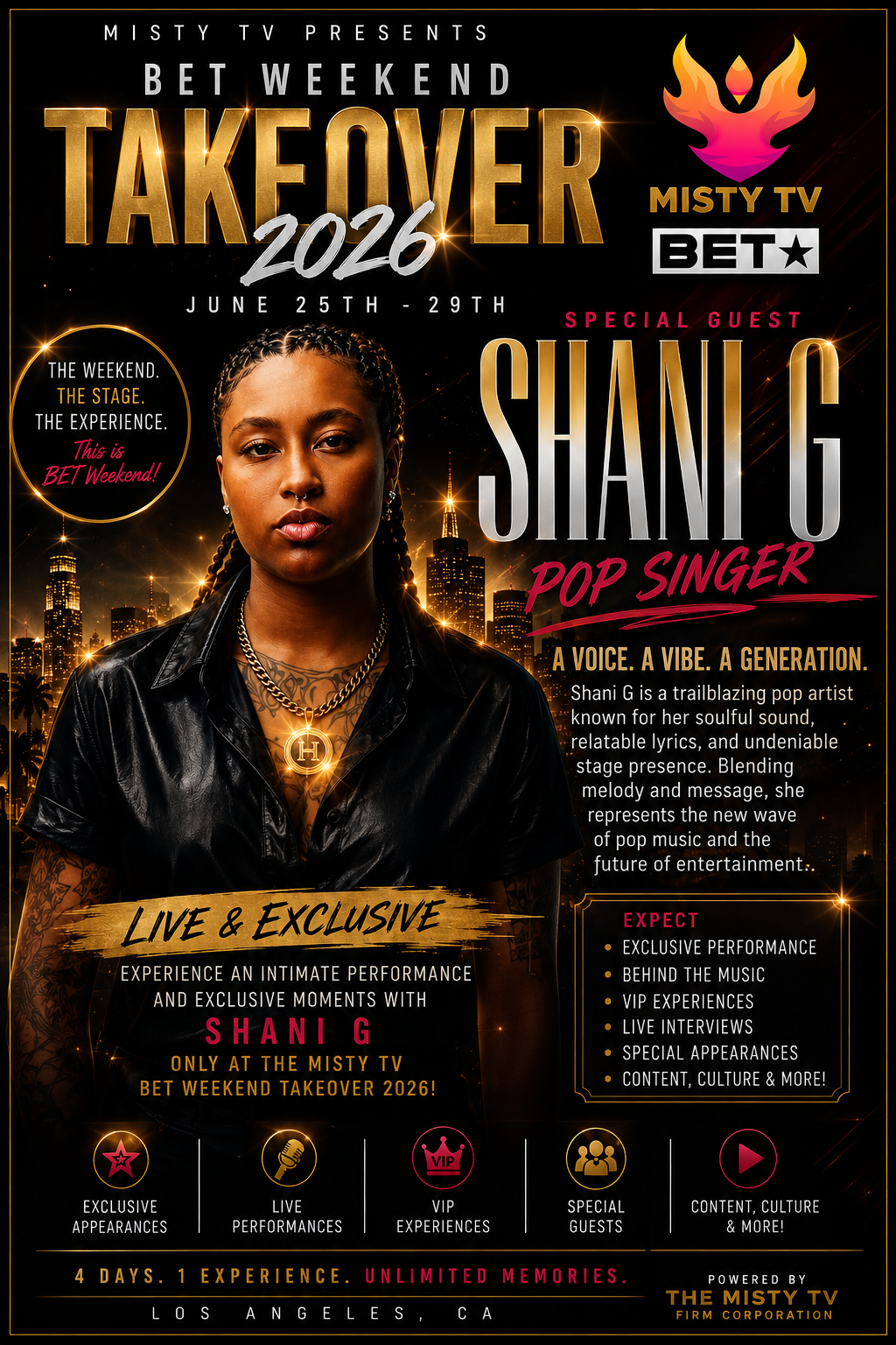 Shani G live and exclusive BET Weekend artwork